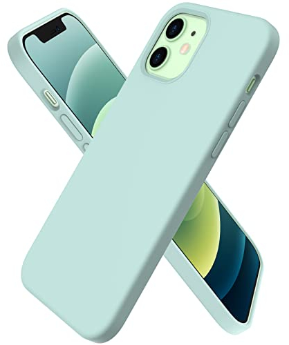 ORNARTO kompatibel mit iPhone 12 mini 5,4 Silikon Case, Hülle Ultra Dünne Voller Schutz Flüssig Silikon Handyhülle Schutz für iPhone 12 mini(2020) 5,4 Zoll Minzgrün