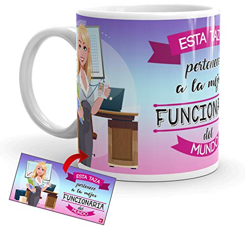 Kembilove Taza de Café de la Mejor Funcionaria del Mundo – Taza de Desayuno para la Oficina – Taza de Café y Té para Profesionales – Tazas de Cerámica de Profesiones – Idea de Regalo Original