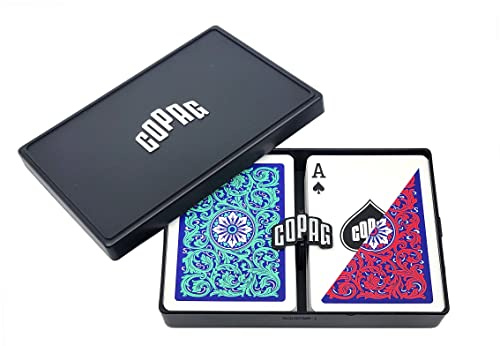 Copag 1546 Neoteric Design 100% Kunststoff Spielkarten, Poker-Größe (Standard), grün/rot (Regular-Index, 1 Set)