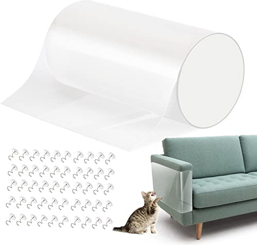 VavoPaw Kratzschutz Sofa Katze, 20 * 500cm Anti Kratz Folie für Katzen Kratzschutzfolie Katze Kratzpad für Hunde Türen, Anti Kratz Folie für Katzenfür Möbel Couch Tür Wand Kratzabwehr, Transparent
