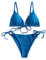 ZAFUL Damen Gepolstert Bikini Set, Einfarbig Bikini Badeanzug mit Dreieck Cup Spaghetti-Träger (Blau, S)