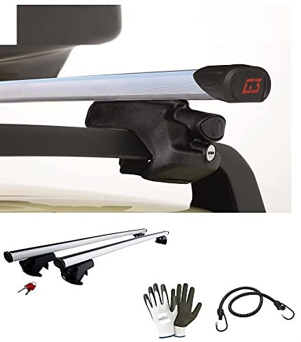 Kompatibel mit Skoda Fabia Wagon (Rails) 5p 2019 Dachträgerstangen 110 cm aus Aluminium zugelassen 75 kg für offene Realings vom Autodach, Anschluss mit sicherem und robustem Clip