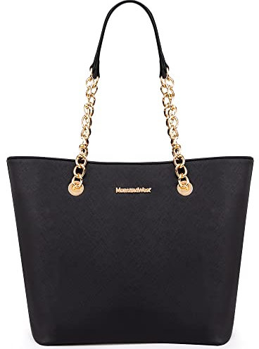 Montana West Geldbörse und Handtaschen für Damen mit Kette Schultertasche, B-schwarz, Medium