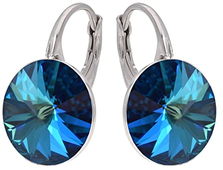 Rivoli Ohrringe Österreichische Zirkonia 925 Silber - Schmuck für Frauen und Mädchen - Hängeohrringe Ideal für Geschenke für Frauen (Bermuda Blue)