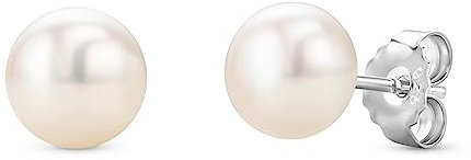 Orovi Orecchini Donna Argento 925 Rodiato con Perle Coltivate d'Acqua Dolce. Orecchino a Lobo Classico anallergico, Chiusura con perno passante e farfalla.