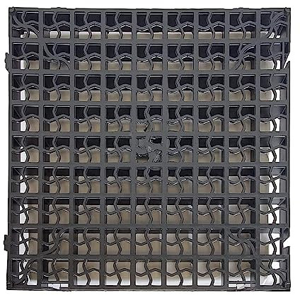 (Pack Of 10) - Black Plastic Grass Grid Paving Driveway Grid Turf Grass Lawn Path Gravel Protector Drainage Mat Shed Greenhouse Base.