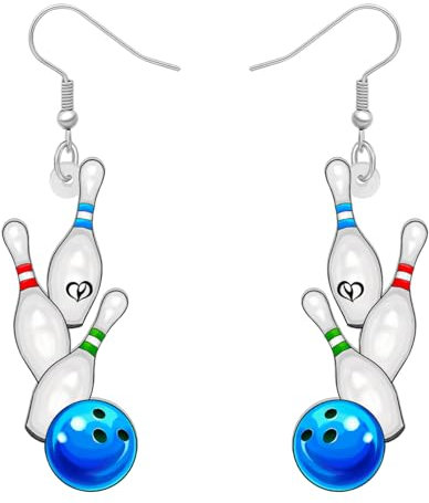 NEWEI Acryl Baseball Fußball Ohrringe Baumeln Basketball Fußball Schmuck Für Damen Mädchen Sport Liebhaber (Bowling Ball)