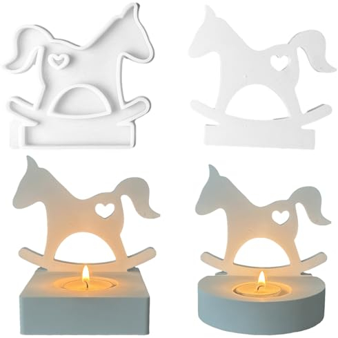 ALEFBET Silikonformen Gießformen Kerzenhalter, DIY Kombination Silikonform Kerzenhalter, Neue Ideen Silikon Gießform Kerzenhalter, Gipsformen zum Gießen (Einsatz - Einhorn)