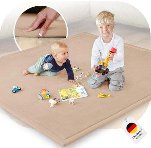BabybeFun Krabbelmatte Baby - kuschelig weich - 3cm Dicke Spielmatte - schützt vor Stößen - Teppich Kinderzimmer 180x200cm - rutschfeste Schaumstoffmatte - Spielteppich Kinder - Krabbeldecke warm