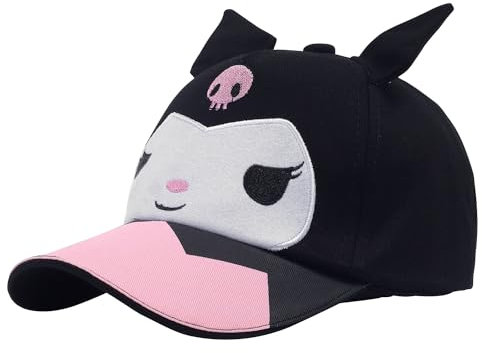 HOOKTA Kitty Baseballkappe 3D Verstellbar Kuromi Outdoor Baseball Cap Sommer Laufmütze für 2-4 Jahre Jungen und Mädchen Kleinkind Baseballmütze (DE/NL/SE/PL, Alphanumerisch, M, Schwarzer Hase)