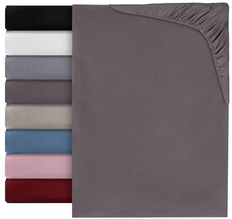 Spannbettlaken Spannbetttuch Luna 100% Baumwolle Bettlaken Betttuch Matratzenbezug 8 Farben Uni Grau - 140x200cm