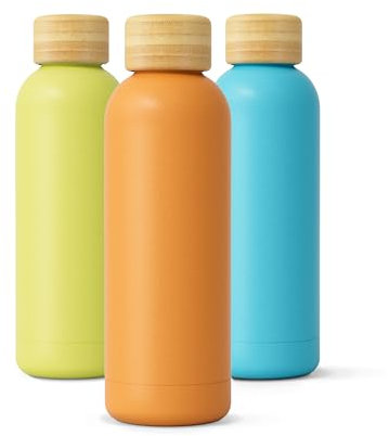PULSENOVA Botella agua acero inoxidable 500ml sin BPA- Doble aislamiento térmico - Bebidas frías 24h calientes 12 horas - Ecologica y Saludable - Botella térmica Niños, Senderismo, Gimansio (NARANJA)
