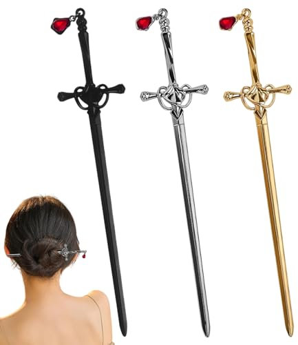 3 Piezas Horquillas Pelo Mujer Palillos para El Cabello Palillos Pelo Horquillas Mágicas Mujeres Horquillas de Metal Elegante Horquillas Moño Accesorios para el Cabello Chino Estilo para Niñas Moños
