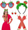 UILYNIU 4 Stück Erdbeer Kostüm Damen Set, Erdbeer Haarreif, Erdbeer Sonnenbrille, Rote Handschuhe, Erdbeer Ohrringe, Erdbeere Kostüm Zubehör für Hawaiian Kostüm Carnival Obst Kostüm Party (4 Stück)