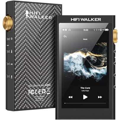 Hifi WALKER - Reproductor de música portátil Bluetooth 5.1, alta calidad con pantalla táctil 4, salida de auriculares 4,4 mm y 3,5 mm, USB DAC, tarjeta de memoria de 128 GB incluida