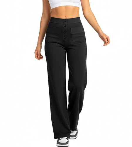 Neteson Pantalon Femme Taille Haute Elegant Pantalon Palazzo à Jambe Large