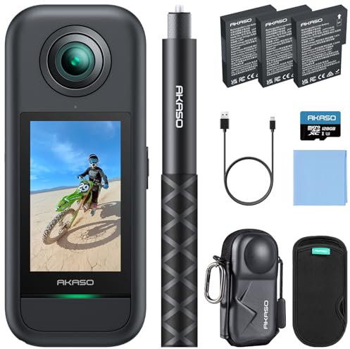 AKASO 360 Action Camera Creator Combo with 128GB MicroSDXC Card and Camera Carrying Case Bundle