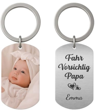 Geschenke Mall Personalisierter Schlüsselanhänger - Als Du Mama/Papa Wurdest - Schlüsselanhänger Personalisiert Papa, Schlüsselanhänger Foto, Vatertagsgeschenk Für papa personalisiert