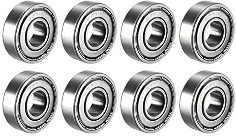 sourcing map 8 Stück 6201ZZ Kugellager Doppelt Versiegelt Kohlenstoffstahl | 12mmx32mmx10mm, Einreihig, Vorgeschmiert, Normale Genauigkeit, Für Industrieanlagen, Mikromotoren, Bürogeräte
