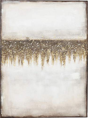 Kare Design Acrylbild Abstract Fields, Graublau/Erdtöne, Leinwandbild, Canvas, Massivholz Rahmen, Acrylfarbe, handgemalt, Abstrakt, Modern, Wohnzimmer, Schlafzimmer, Flur,120x90 cm (L/B)