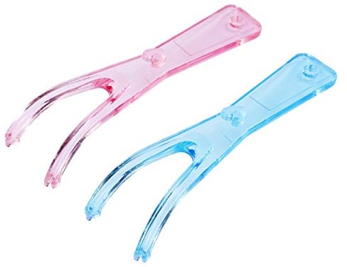 SUPVOX 2 stücke Zahnseidenhalter für Zähne: Wiederverwendbare Zahnseides Handle Holder Ersatz Flossmate Griffe für die Zahnreinigung(Rosa + Blau)