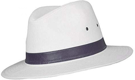 The Hat Company Mens Cotton Fedora A232 (Navy Band, Medium 58cm)