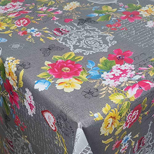 Wachstuch Wachstischdecke Tischdecke Gartentischdecke Paradies Vogel Anthrazit Breite & Länge wählbar 80 x 130 cm Eckig abwaschbar