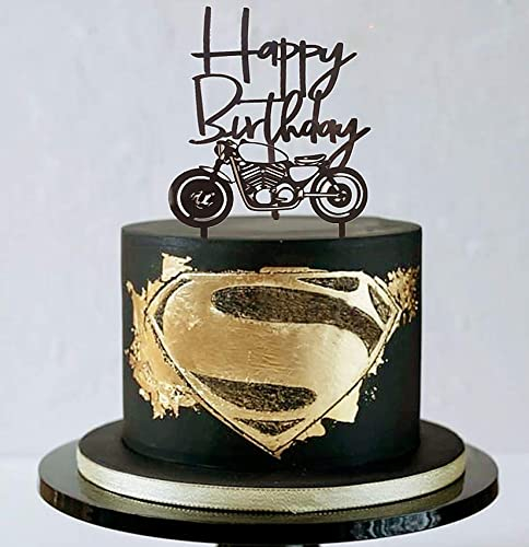 JeVenis Acryl Motorrad Tortenaufsatz Roller Happy Birthday Kuchen Topper Motorrad Dessert Dekoration für Männer Geburtstag Party oder Jungen Geburtstag