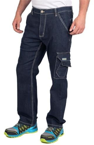 Goodyear Workwear Hommes Vêtements Multi Poche Cargo Travail Carpenter Jeans, Stretch Utilitaire Denim Blue, 32 Taille Jambe Régulière (31)