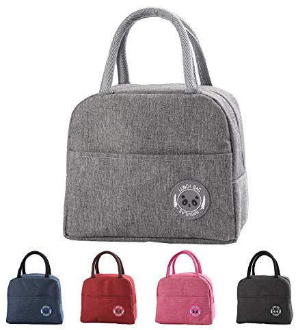 YumSur Sac Isotherme Repas Bureau Lunch Bag Sac à déjeuner Fraîcheur Sac de Transport Repas Pique-Nique Sac de Poche Toile Imperméable isolé pour Femme, Homme,École et Bureau Filles Enfants (Gris)