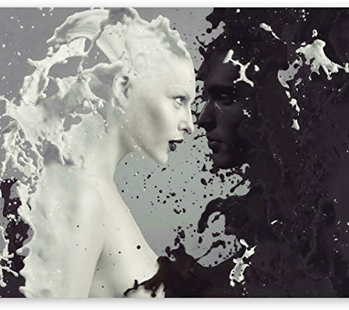 murando - Vlies Fototapete Coffee & Milk 450x315cm Foto Tapete Schlafzimmer Wohnzimmer Vliestapete XXL Wandtapete Motivtapeten Bildtapete 3d Effekt Wand Dekoration - schwarz weiß Gesicht h-A-0050-a-a