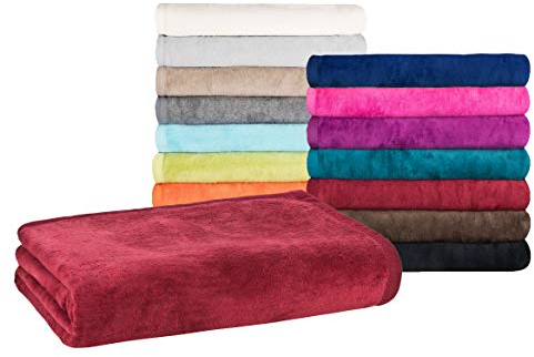 Moon - Classic Kuscheldecke 150x200 cm Burgund Wolldecke einfarbig, Pflegeleichte Baumwollmischung