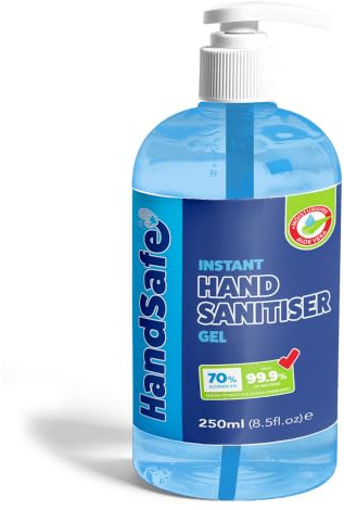 Handsafe - Sanitiser Gel - Hospital Grade Hand Sanitiser, Kills 99.9%+ Bacteria & Viruses, 250ml Alcohol Based Anti Bacterial Fast Acting Formula