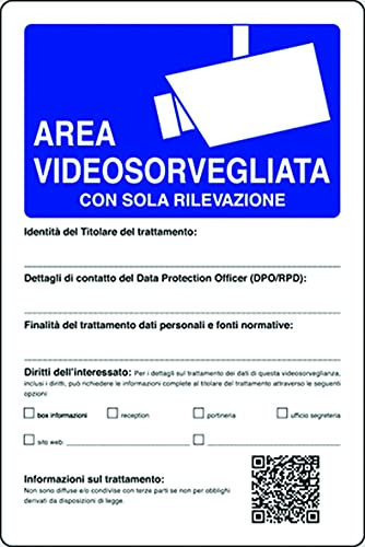 Euroshoppingonline Cartello Segnaletico AREA VIDEOSORVEGLIATA PVC 300x200 mm 10 Pezzi Montaggio a Parete Segnale di Sicurezza Avvertimento