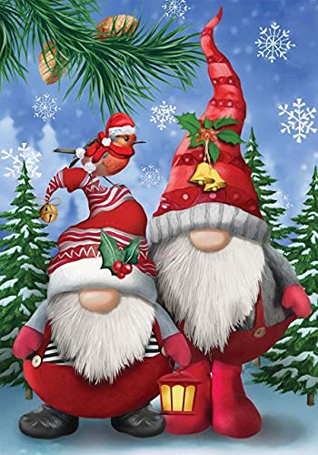RICUVED Christmas Diamond Painting Kits for Adults, Full Drill Round Diamond Art Gnomes Snowman Gem Painting, Diamond Painting Christmas for Home Wall Decor 11.7x15.8 inch
