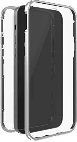 Black Rock - Hülle 360 Grad Glass Case passend für Apple iPhone 13 Pro I Magnet Verschluss, Durchsichtig, Cover (Transparent mit silbernem Rahmen)