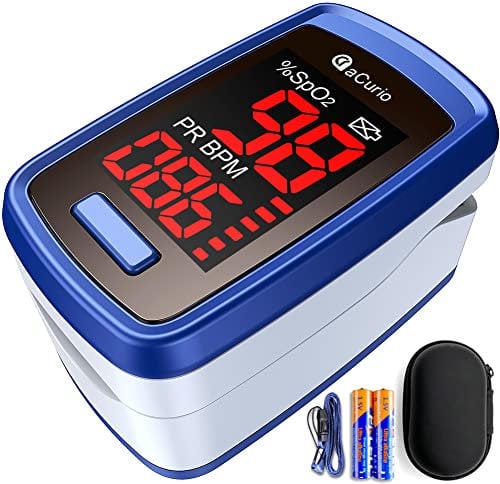aCurio Pulse Oximeter CE Approved UK, Pulse-Oximeter with Battery and Case Accurate Fast Blood Oxygen Monitor Finger Adults-O2 Sat Monitor Oxygen Saturation Monitor Oxygen Meter