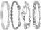 Yolev Gold Silver Chain Bracelet Sets for Women Girls Fashion Beaded Chunky Flat Cable Chain Punk Bracelets Jewelry Adjustable Layered Metal Link Bracelet Set (silver)