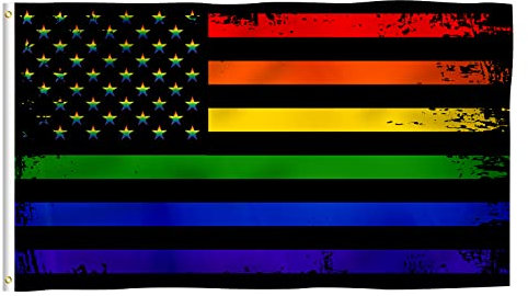 Drapeau arc-en-ciel USA Stars Pride LGBTQ de 0,9 x 1,5 m, drapeau américain Gay Pride aux couleurs vives et double couture avec œillets en laiton pour décoration intérieure et extérieure