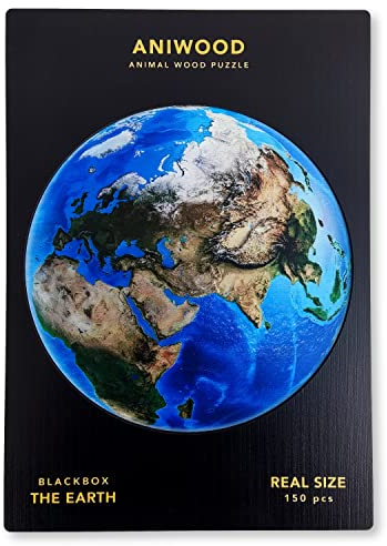 ANIWOOD Holzpuzzle Erwachsene Tieren. Gestanzter Deckel, Lebensgroße Puzzle-Box. 3 Schwierigkeitsmodi, dekoratives Element. Einzigartige Puzzleteile (Die Erde, M)