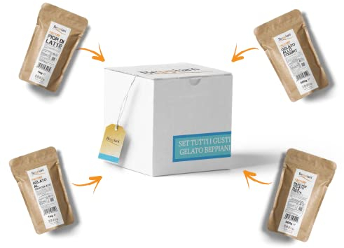 Préparé pour crème glacée professionnelle Beppiani base crème glacée, avec ou sans sorbetière ️Facile à préparer, résultat de crème glacée, recette simple✅ (TOUS LES GOÛTS – MAXI SET)