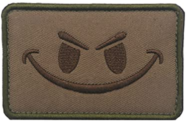 Trayosin PVC Klett Patch Schlechter Smiley Lächelndes Gesicht Morale Tactical Military Bestickter Hook Patch Glühen Im Dunklen Aufnäher (B)