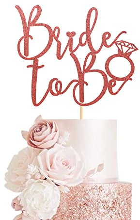 Arthsdite Tortenaufsatz Bride to Be mit Ring, Brautparty, Kuchendekoration für Hochzeit, Verlobung, Junggesellinnenabschied, Roségold-Glitzer