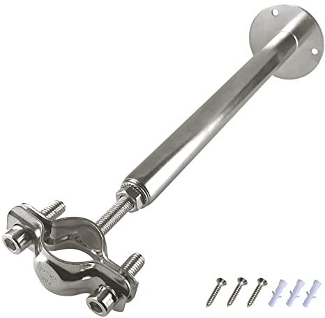 1 set lengthen 304 Stainless Steel Wall Mount Ceiling Mount Pipe Supports, adjustable Pipe Bracket Clamp Pipe Straps for Out Dia 25-27mm Pipe Tube，Bracket Height adjustable 410-500mm