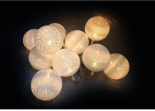 2 Stück LED-Lichtervorhang Raffia Lichterkette mit je 10 Kugeln LED's warmweiß Innen Batteriebetrieben