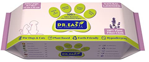 DR.EASY Lavendelduft Feuchttücher für Hunde und Katzen,100 Stück, reinigt Ohren, Gesicht, Po, Körper und Augenbereich - praktisch, ideal für Zuhause oder Reisen