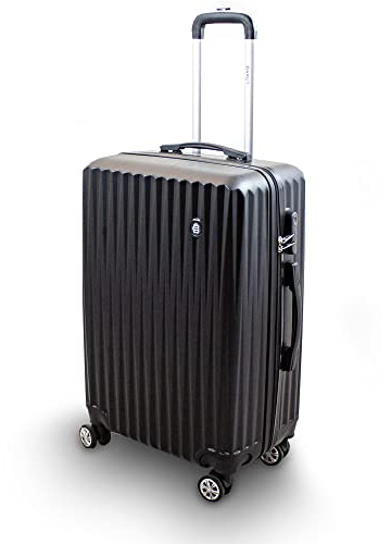 Lacestone Barut Trolley Hartschalen Koffer Hartschalenkoffer Hardcase Größe L - Modell General (Schwarz)