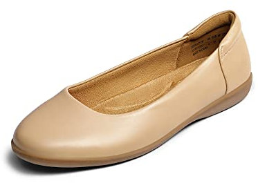 DREAM PAIRS Women’s Comfortable Ballet Shoes with Arch Support, Ladies' Dressy Work Flats, Round Toe Slip on Office Shoes,Size 7.5,Nude,SDFA2312W