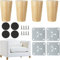 GOYADA Lot de 4 Pieds de Meuble en Bois de 10 CM, Pieds de Canapé Massif de Rechange avec Plaques de Montage et Vis pour Canapé, Armoire, Chaise, Lit, Meuble TV