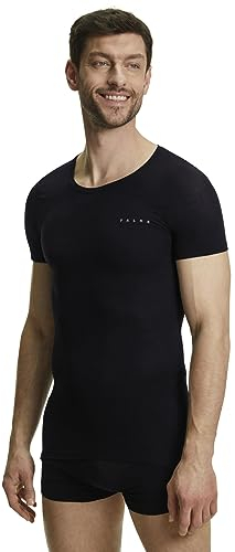 FALKE Herren Baselayer-Shirt Ultralight Cool Round Neck M S/s Ts Funktionsmaterial schnelltrocknend 1 Stück, Schwarz Black 3000, M